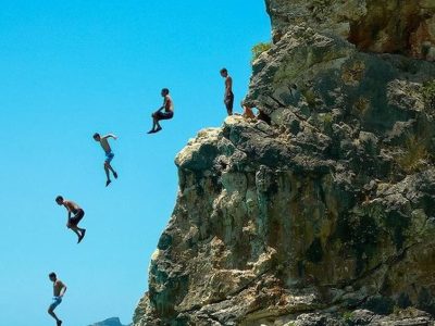 Cliff diving Lefkada retreat boat trips